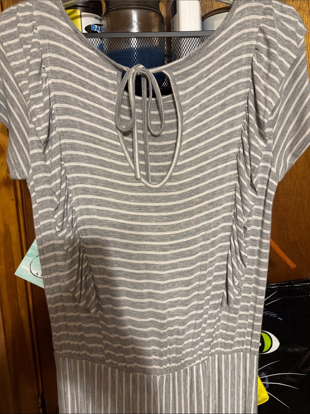 Gray Striped Women's Maxi Jumpsuit - Casual Summer Style - Picture 5 of 7